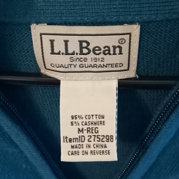 LL Bean 1/4 zip pullover sweater Cashmere blend - Picture 2 of 3